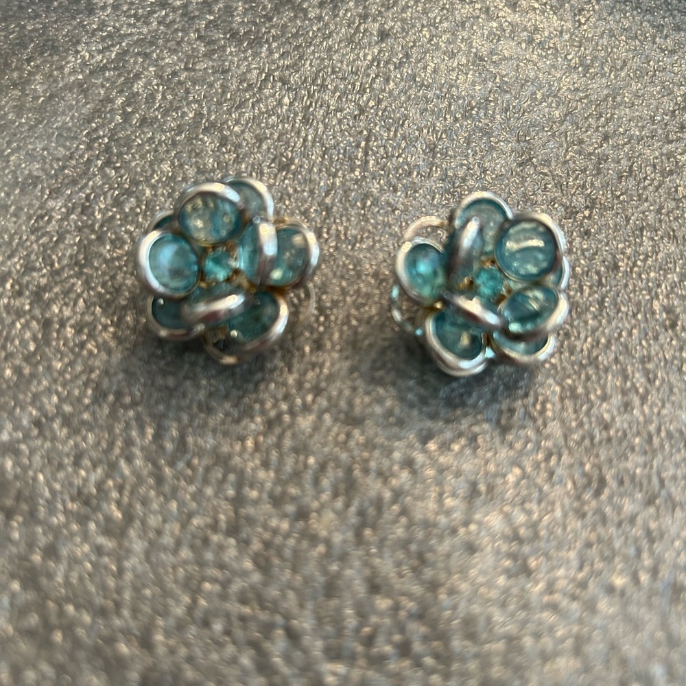 Elegant Silver and Blue Floral Earrings